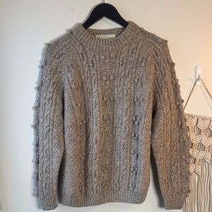 EUC Vintage Crana Handknits Oatmeal Tan Irish Wool Knit Sweater M